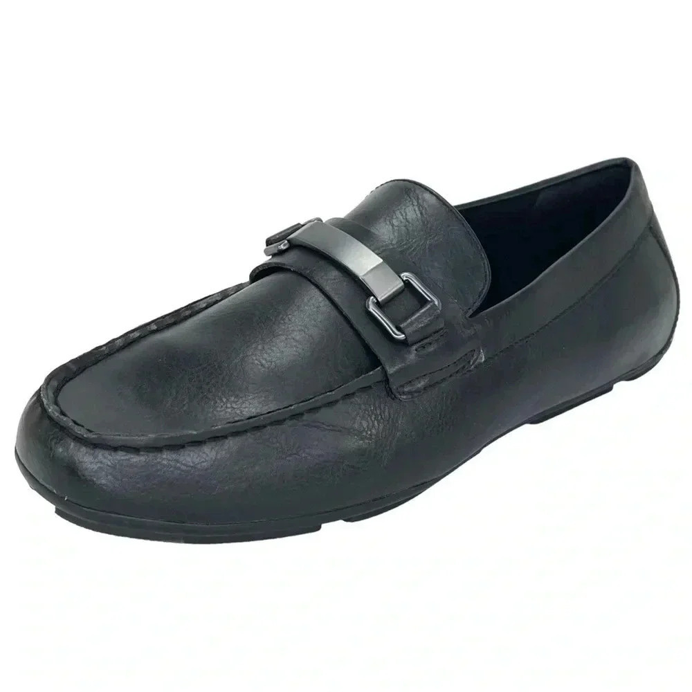 Alfani Egan Black Faux Leather Mens Bit Loafers Size 8M
